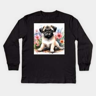 Pug Dog Puppy Kids Long Sleeve T-Shirt